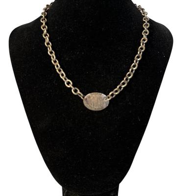 Sterling Silver Oval Tag Monogrammed Necklace
