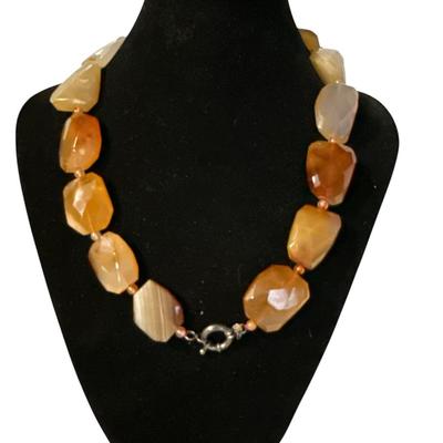 Agate Necklace with Sterling Silver Clasp