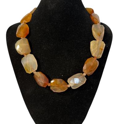 Agate Necklace with Sterling Silver Clasp