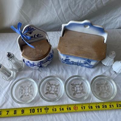 Sale Photo Thumbnail #357: Various Salt Containers, Shakers, and Coasters (Lot of 10)