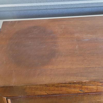 Sale Photo Thumbnail #417: 36" wide, 19" deep not folded out, 33" deep folded out, 42" tall, small amount of staining on very top, amazing piece.