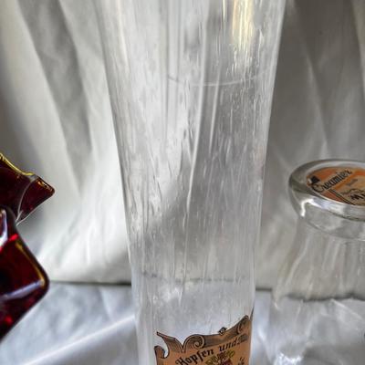 Sale Photo Thumbnail #437: Various Funky Glass (Lot of 11). One glass has a crack in it, but otherwise good condition.
