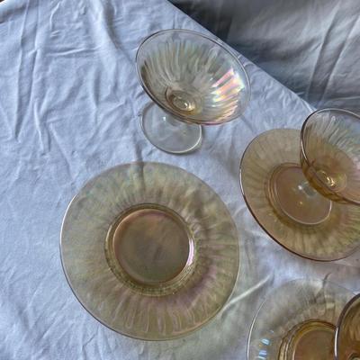 Sale Photo Thumbnail #440: Vintage Imperial Glass "Smooth Rays" Sherbet Glasses with Saucers (Set of 12 pieces)