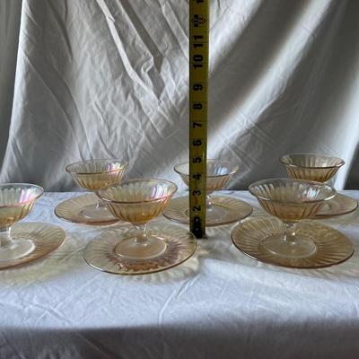 Sale Photo Thumbnail #442: Vintage Imperial Glass "Smooth Rays" Sherbet Glasses with Saucers (Set of 12 pieces)