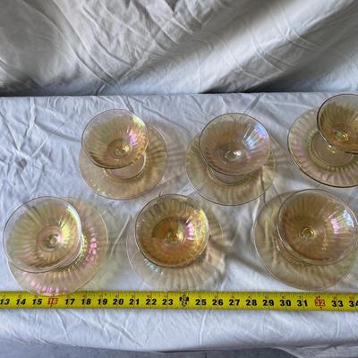 Sale Photo Thumbnail #441: Vintage Imperial Glass "Smooth Rays" Sherbet Glasses with Saucers (Set of 12 pieces)