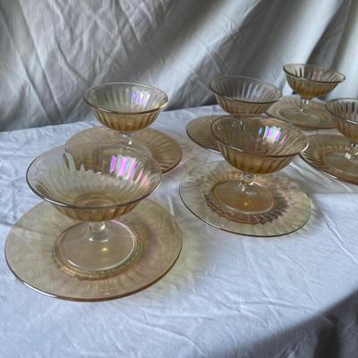 Sale Photo Thumbnail #439: Vintage Imperial Glass "Smooth Rays" Sherbet Glasses with Saucers (Set of 12 pieces)