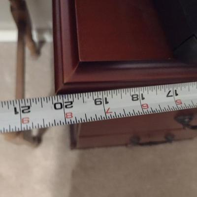 Wood Finish Two Drawer Filing Cabinet with Key- Approx 20" x 15 3/4" x 27" Tall