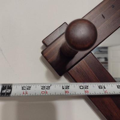 Wood Framed Wall Mirror with Peg Hooks