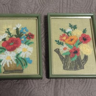 Pair of Needlepoint Pictures- Approx 5 1/2" x 7 1/2"