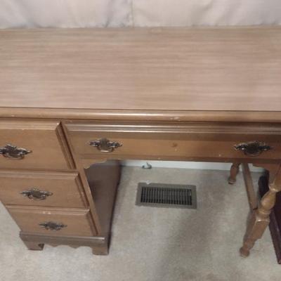 Wood Finish Knee Hole Desk- Approx 37 1/2" x 17 1/4" x 30 3/4" Tall