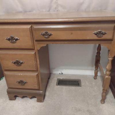 Wood Finish Knee Hole Desk- Approx 37 1/2" x 17 1/4" x 30 3/4" Tall