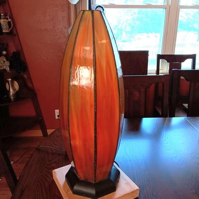 A 2ND STAINED GLASS LAMP