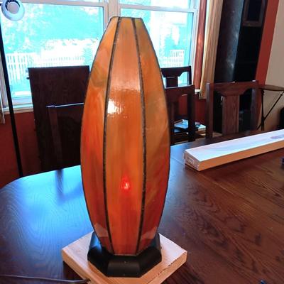 A 2ND STAINED GLASS LAMP