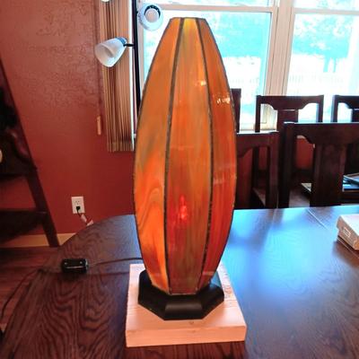 A 2ND STAINED GLASS LAMP