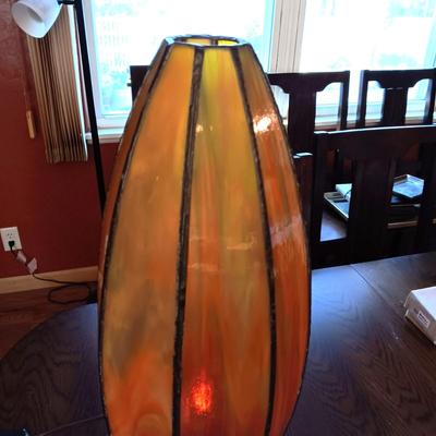 A 2ND STAINED GLASS LAMP