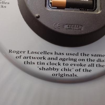Battery Operated Tin Clock- Approx 13 1/2" in Diameter
