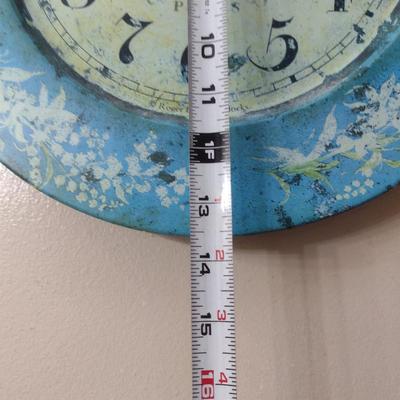 Battery Operated Tin Clock- Approx 13 1/2" in Diameter