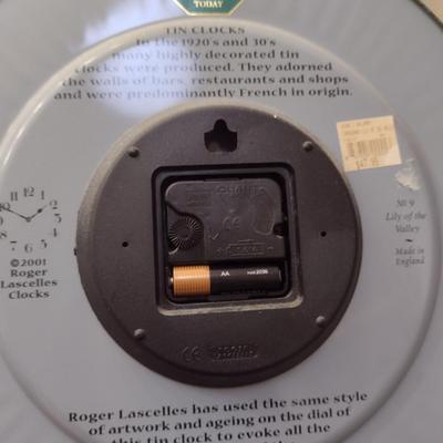 Battery Operated Tin Clock- Approx 13 1/2" in Diameter