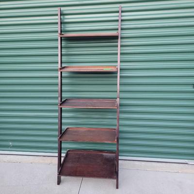 Sale Photo Thumbnail #473: 62" tall, bottom shelf is 15" deep and top shelf is 5.5" deep. Does come apart in t b e middle for transport. Good looking and functional unit.