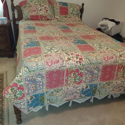 Queen Size Bed with Head and Foot Board- Approx 60" Wide, 76" Long
