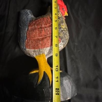 A ROOSTER AND A METAL WALL HUNG PLATE HOLDER