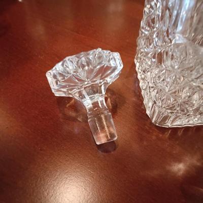 CRYSTAL AND GLASS SERVING PIECES PLUS BRASS CANDLESTICKS