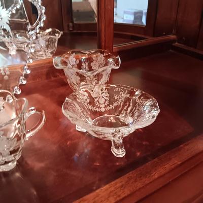ETCHED CRYSTAL SERVING PIECES