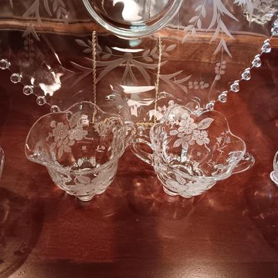 ETCHED CRYSTAL SERVING PIECES