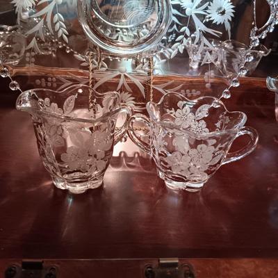 ETCHED CRYSTAL SERVING PIECES