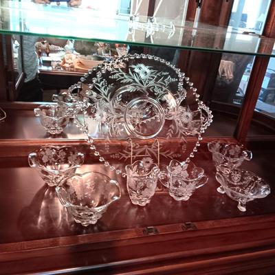 ETCHED CRYSTAL SERVING PIECES