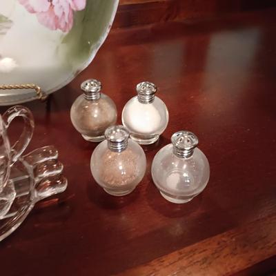 CUT GLASS AND FENTON BOWLS, SHAKERS AND MORE