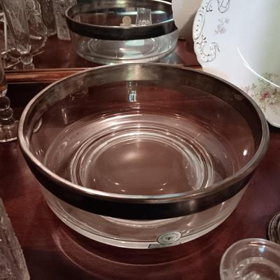 WEIGHTED STERLING CANDLE HOLDERS, DOROTHY C THORPE STERLING ON CRYSTAL BOWL AND MORE