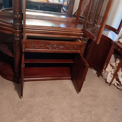 BEAUTIFUL LIGHTED HUTCH WITH SIDE DOORS, DRAWER AND CABINET