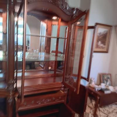 BEAUTIFUL LIGHTED HUTCH WITH SIDE DOORS, DRAWER AND CABINET