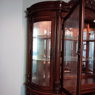 BEAUTIFUL LIGHTED HUTCH WITH SIDE DOORS, DRAWER AND CABINET