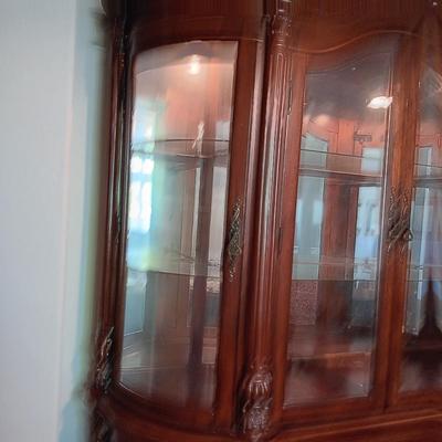 BEAUTIFUL LIGHTED HUTCH WITH SIDE DOORS, DRAWER AND CABINET