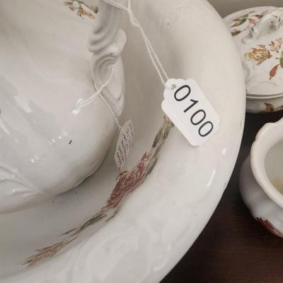 5 Piece Empire Trenton June Rose Antique Porcelain Victorian Floral Bowl Pitcher