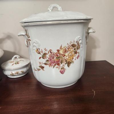 5 Piece Empire Trenton June Rose Antique Porcelain Victorian Floral Bowl Pitcher