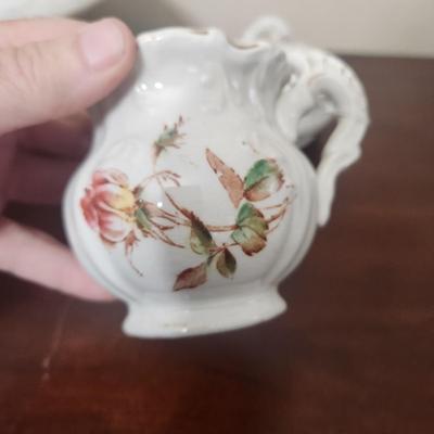 5 Piece Empire Trenton June Rose Antique Porcelain Victorian Floral Bowl Pitcher
