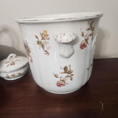 5 Piece Empire Trenton June Rose Antique Porcelain Victorian Floral Bowl Pitcher