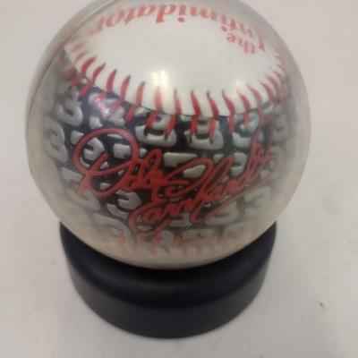 Sale Photo Thumbnail #1244: Collector Dale Earnhardt "The Intimidator' #3 NASCAR Baseball in Display