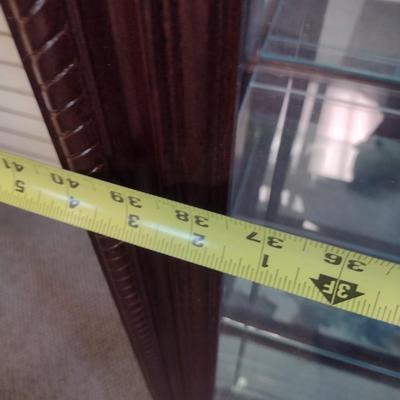 Sale Photo Thumbnail #130: Impressive Glass Front Mahogany Wood Framed Multi-Shelf Lighted Curio or Display Cabinet