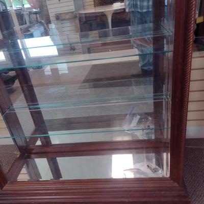 Sale Photo Thumbnail #126: Impressive Glass Front Mahogany Wood Framed Multi-Shelf Lighted Curio or Display Cabinet