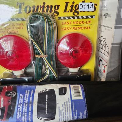 Car Safety Lot Towing Lights First Alert Fire Extinguisher Tire Inflator Sun Protector