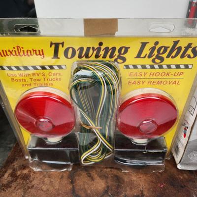 Car Safety Lot Towing Lights First Alert Fire Extinguisher Tire Inflator Sun Protector