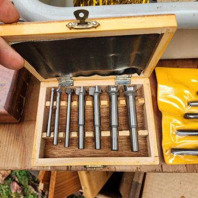 Massive Drill Bit lot Irwin, Delta, Black and Decker, Fuller Countersinks, Forstner, Brad Point Woodbits Germany, Bosch, and others