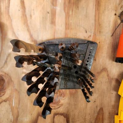 Black & Decker Dewalt Drill Bits , Vintage Montgomery Wards Metal Bit Holder