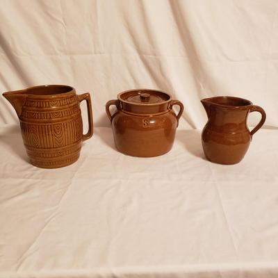 Stoneware Crock and Pitchers (LR-KD)