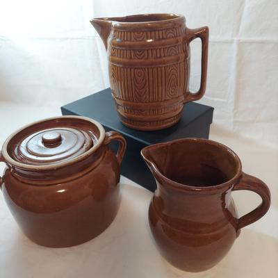 Stoneware Crock and Pitchers (LR-KD)