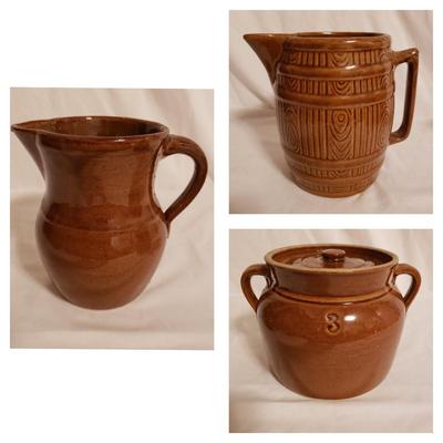 Stoneware Crock and Pitchers (LR-KD)